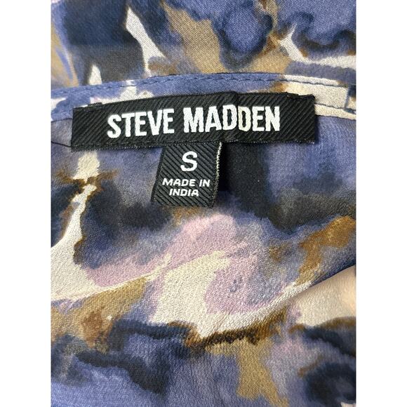 Steve Madden NWOT Wrap Front Printed Blouse Size S Purple Multi Artsy Career - Picture 5 of 6